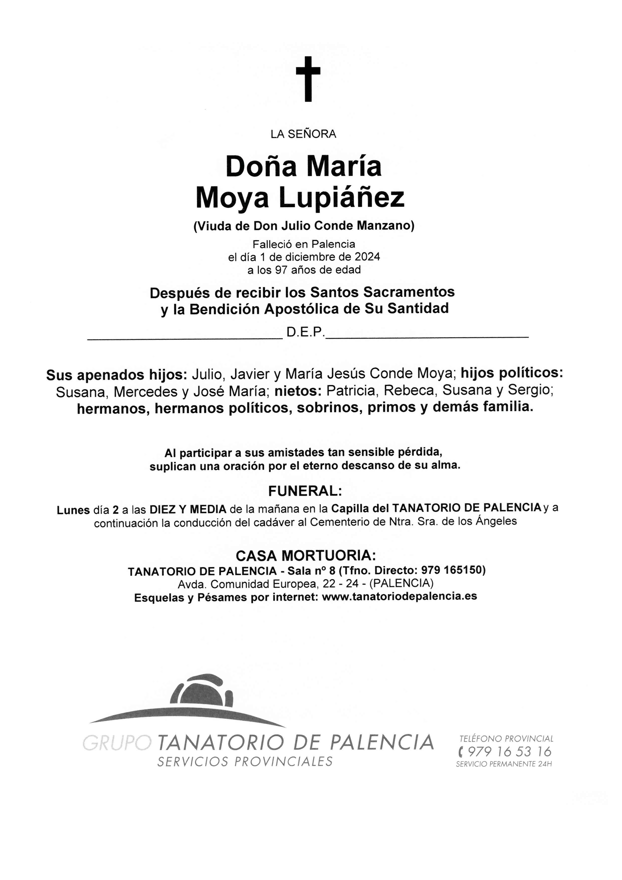 LA SEÑORA DOÑA MARÍA MOYA LUPIÁÑEZ